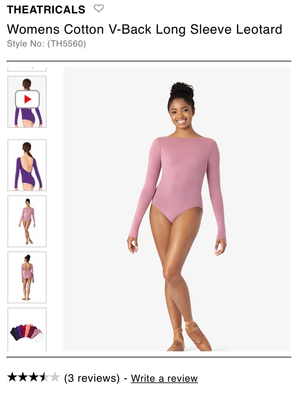 Theatricals Black Cotton Long Sleeve Leotard XL